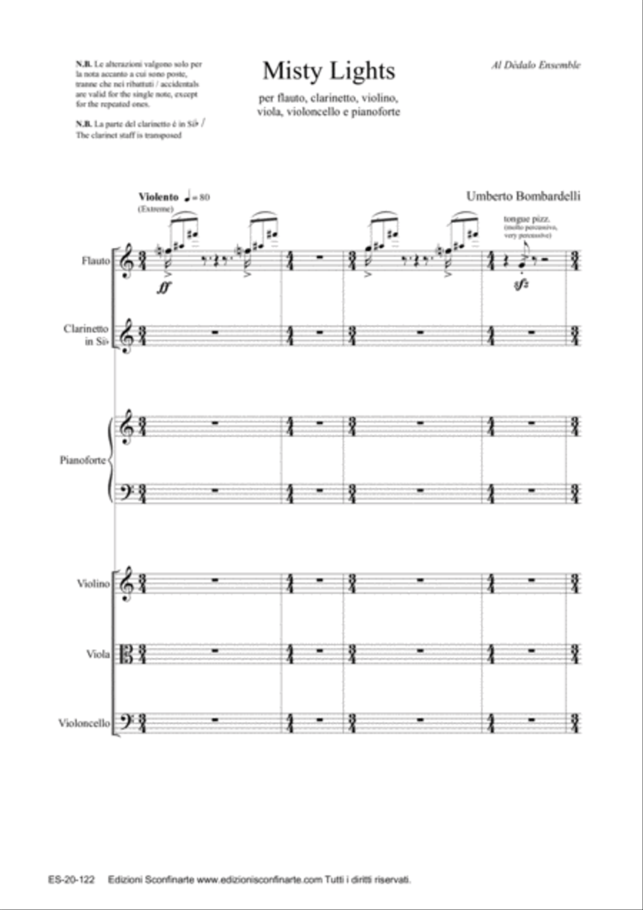 Umberto Bombardelli: MISTY LIGHTS (ES-20-122) - Score Only Small Ensemble scores gallery preview page 2
