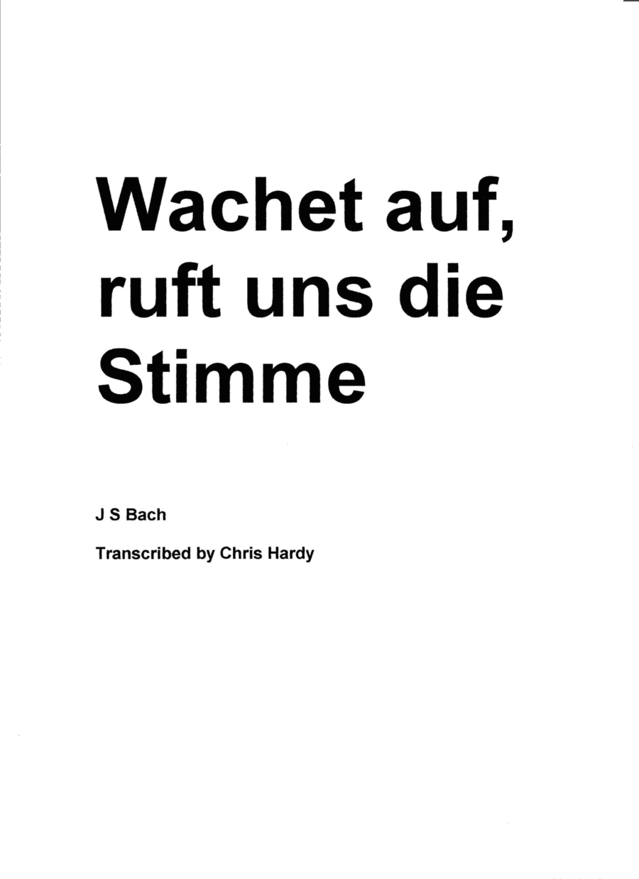 Wachet auf, ruft uns die Stimme