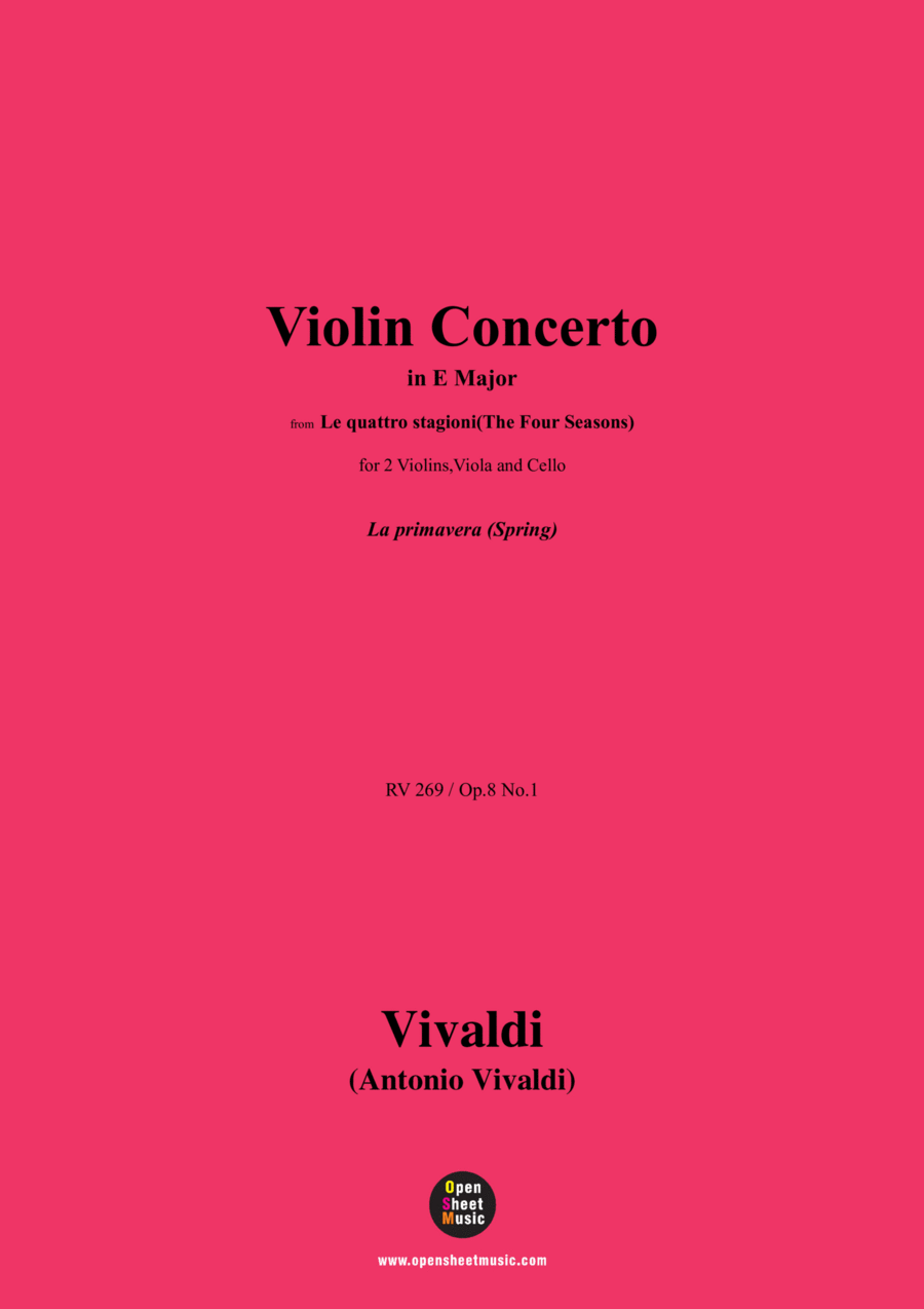 Vivaldi-Violin Concerto,for 2 Violins,Viola and Cello String Quartet scores gallery preview page 1