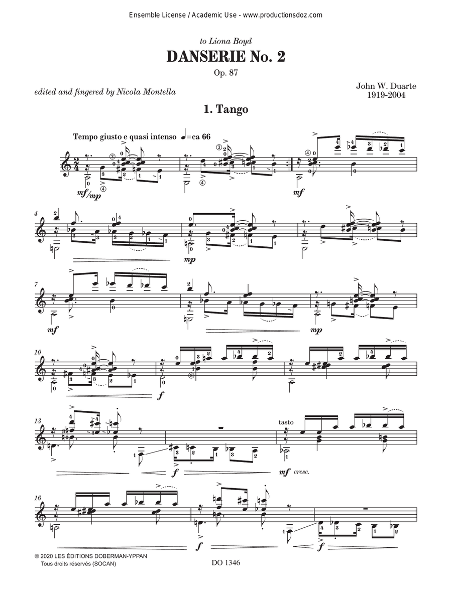 Danserie No. 2, Op. 87 by John W. Duarte Classical Guitar - Digital Sheet Music page 2