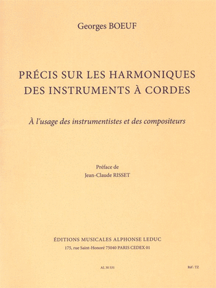 Book cover for Precis Sur Les Harmoniques Des Instruments A Cordes A L'usage Des Instrumentiste