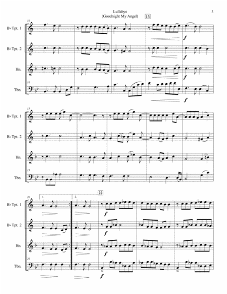Lullabye (Goodnight, My Angel) Brass Ensemble scores gallery preview page 3