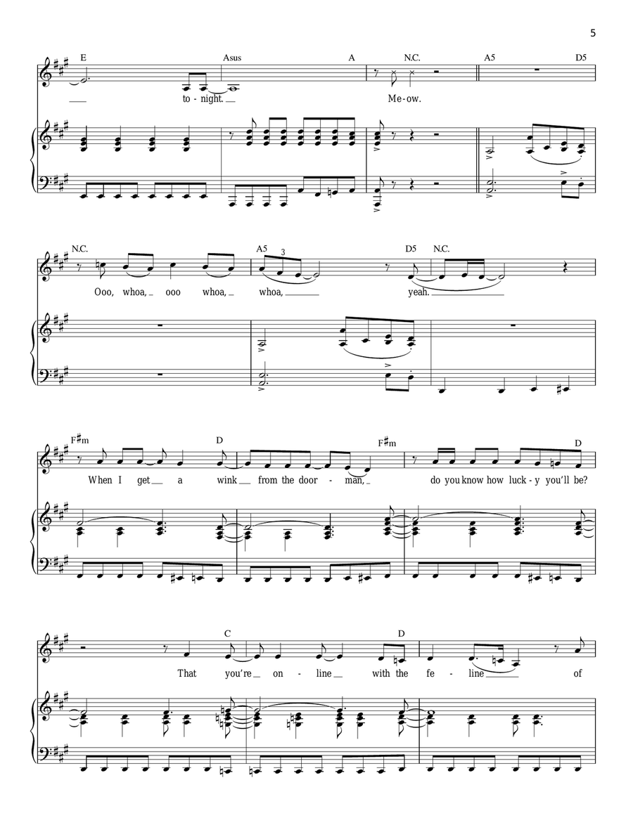 Out Tonight Piano, Vocal scores gallery preview page 5