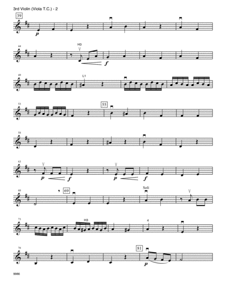 Concerto In D For Strings (Mov II Concerto For Trumpet, 2 Oboes & Continuo) - Violin 3 (Viola T.C.)