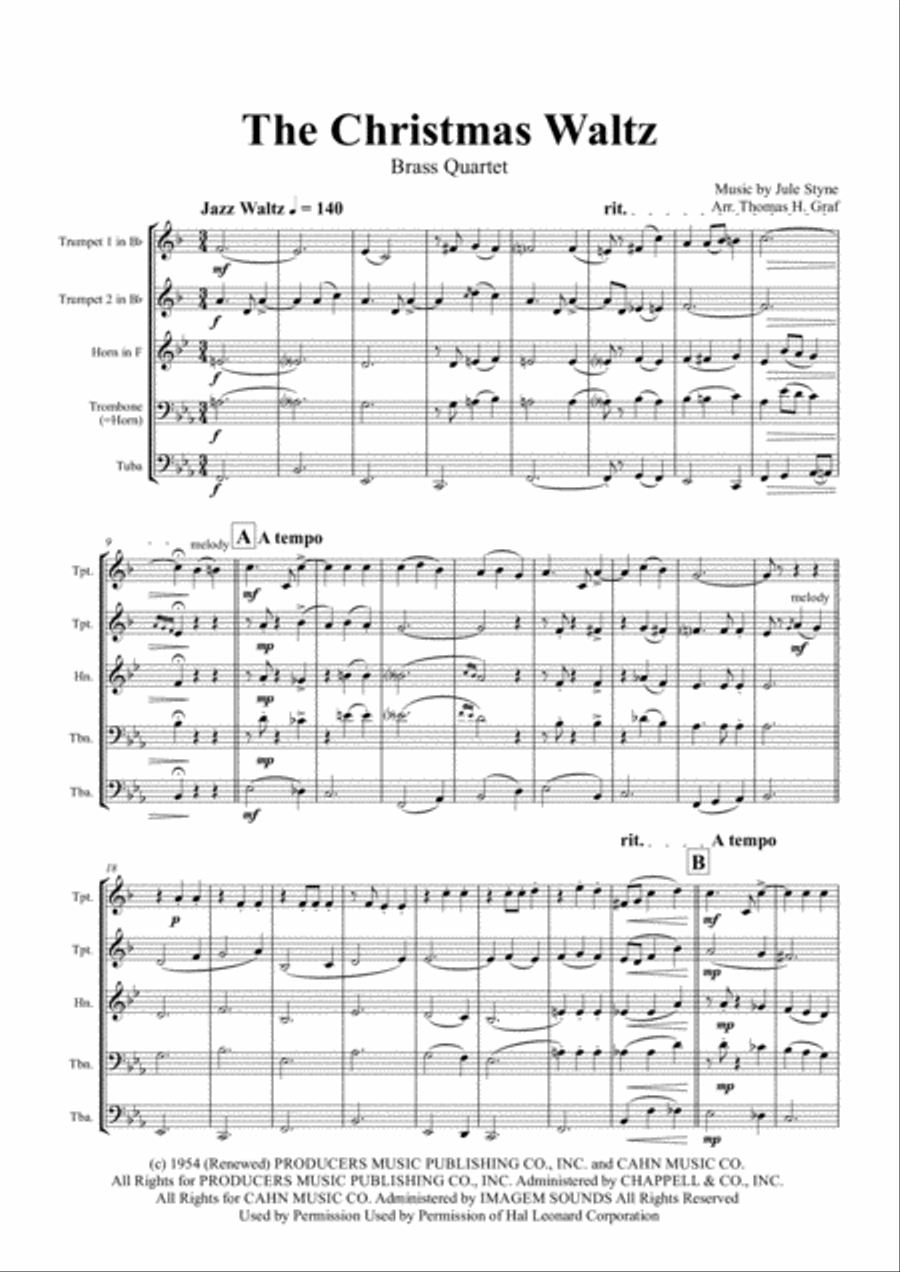 The Christmas Waltz Euphonium scores gallery preview page 1