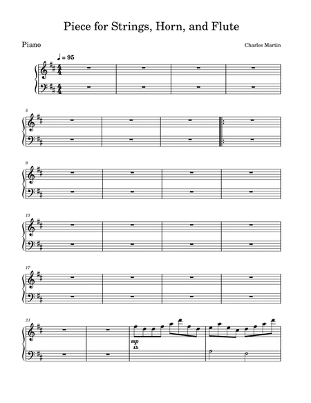 Piece for Strings, Horn, and Flute - Piano Part image number null