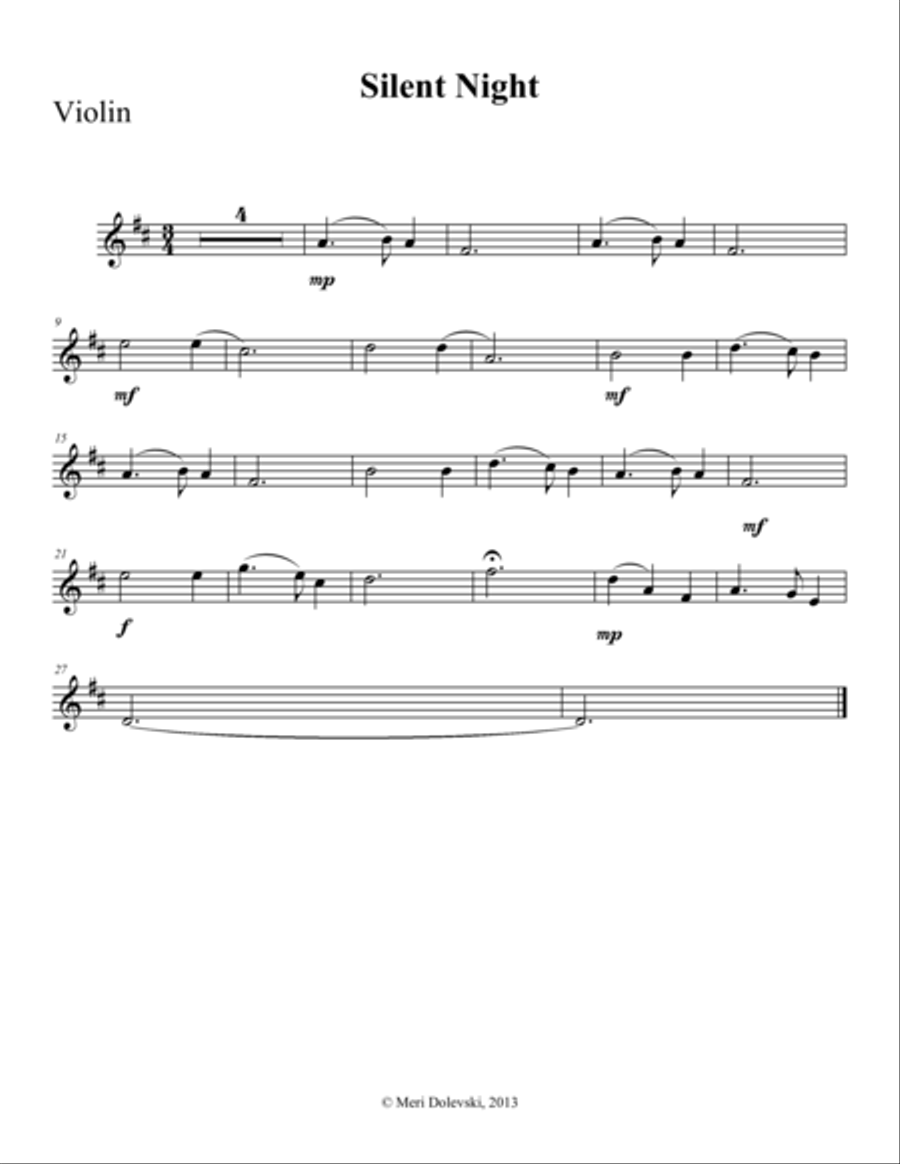 Silent Night: violin/piano Violin Solo scores gallery preview page 1
