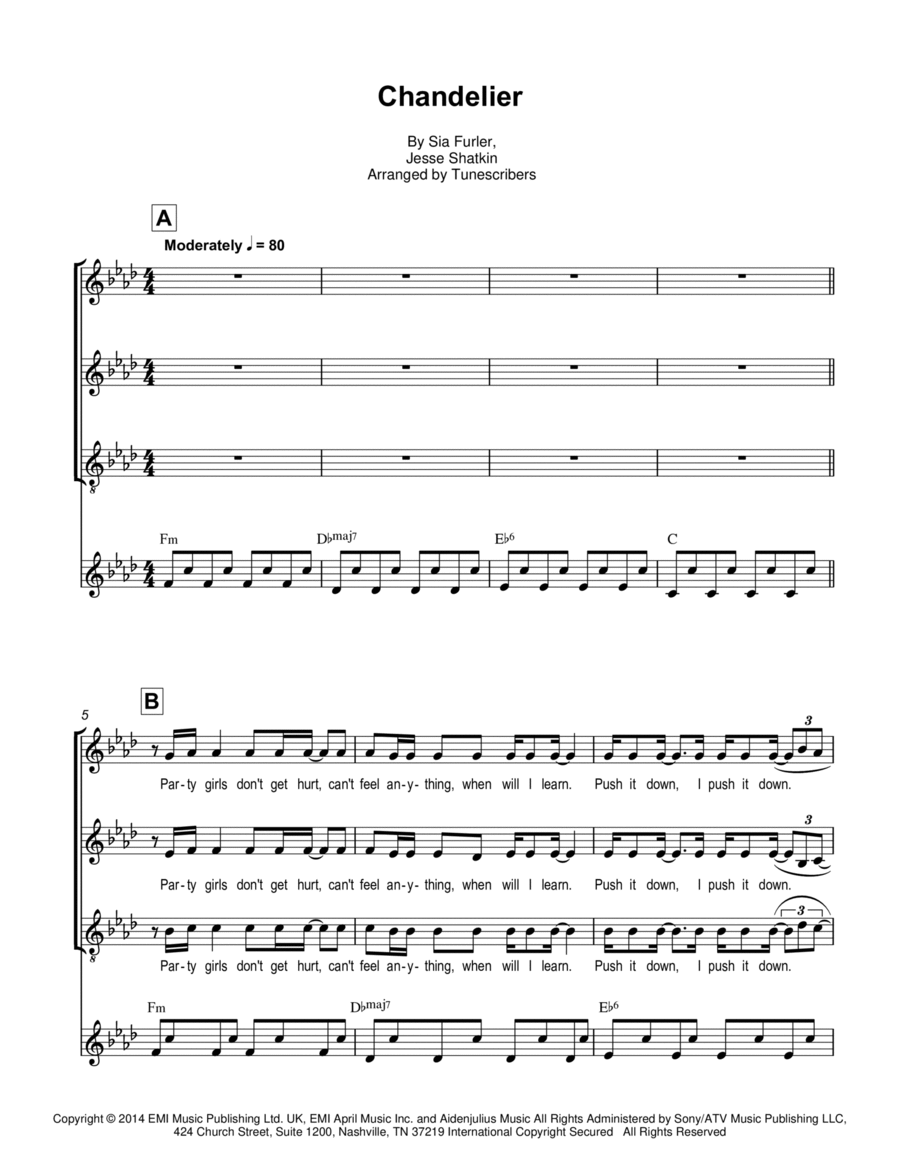 Chandelier Acoustic Guitar scores gallery preview page 1