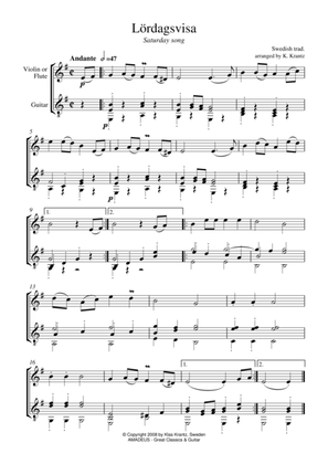 Lördagsvisa / Saturday Song for violin or flute and guitar