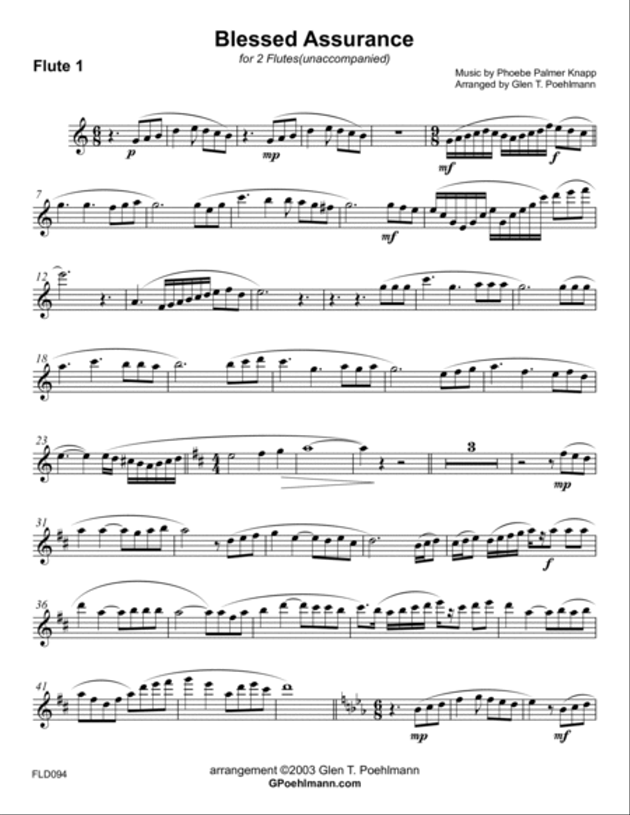 BLESSED ASSURANCE - FLUE DUET (unaccompanied) Flute Duet scores gallery preview page 4