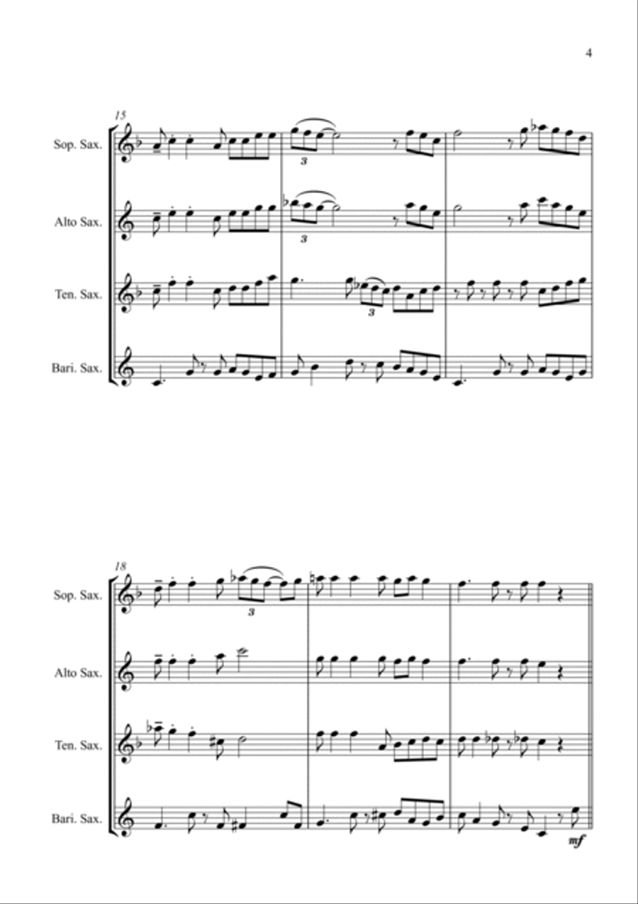 Swing Low, Sweet Chariot - a Jazz Arrangement - For Saxophone Quartet Saxophone Quartet scores gallery preview page 5
