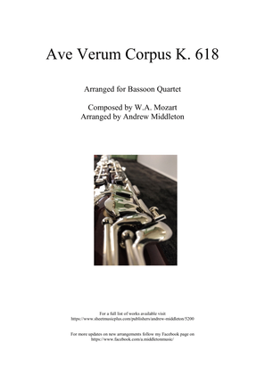 Ave Verum Corpus K. 618 arranged for Bassoon Quartet