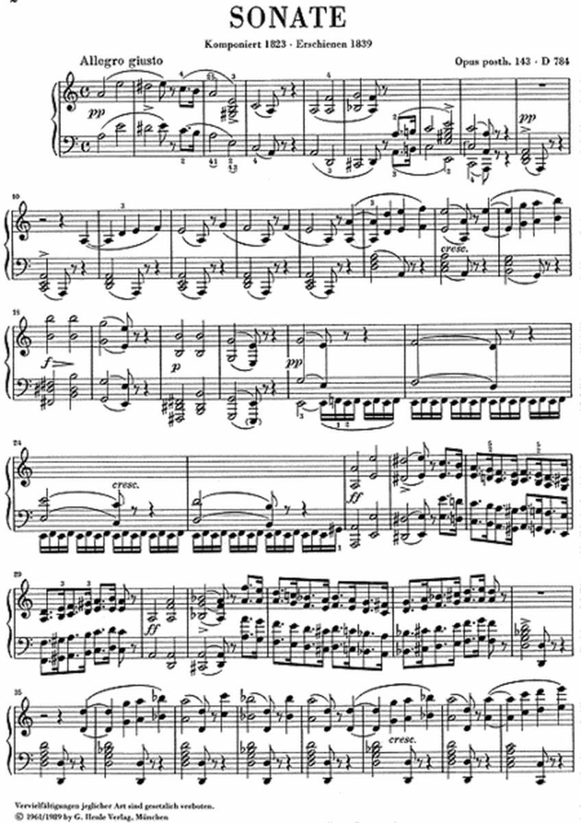 Piano Sonata A minor Op. Posth. 143 D 784
