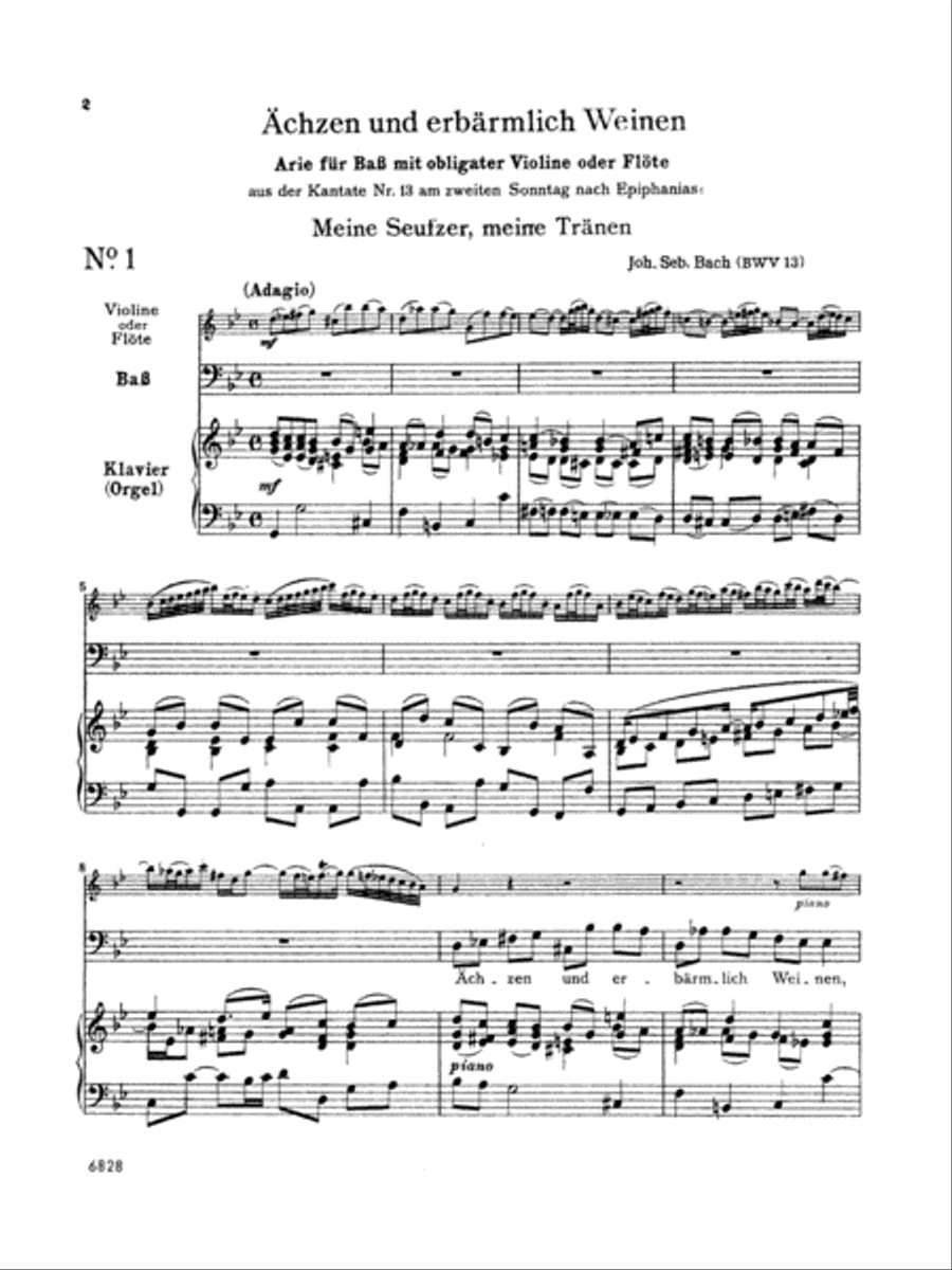 Bach: 12 Bass Arias from Church Cantatas (German) Voice Solo scores gallery preview page 1