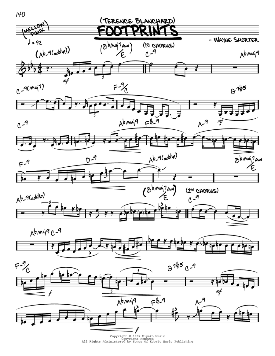 Footprints (solo only) Piano scores gallery preview page 1