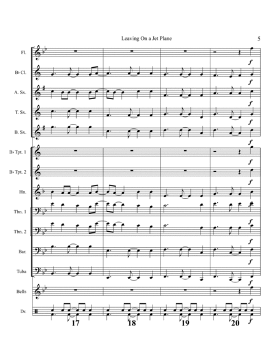 Leaving On A Jet Plane Leaving On A Jet Plane Marching Band scores gallery preview page 5