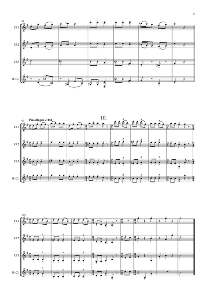 Bartók: Romanian Christmas Carols, Sz.57 Book 1 ( Nos. 6 to 10) original key - clarinet quartet image number null