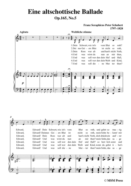 Schubert-Eine altschottische Ballade,in a minor,Op.165,No.5,for Voice and Piano image number null