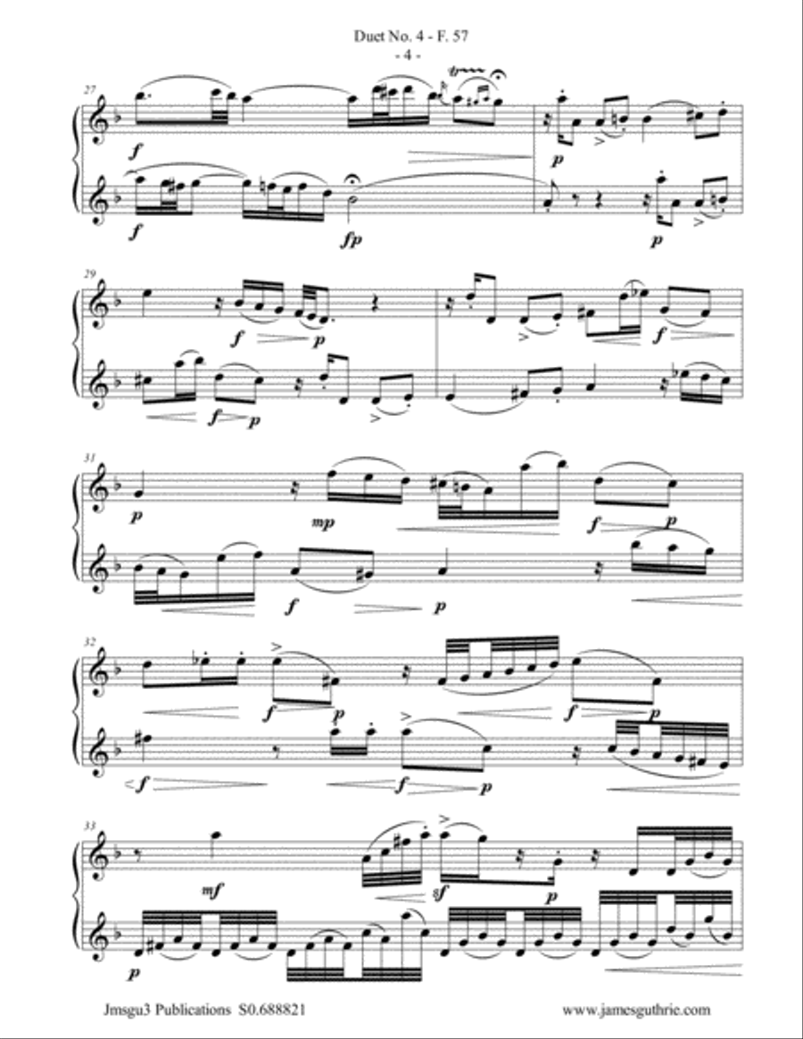 WF Bach: Duet No. 4 for Bass Flute Duo Flute Duet scores gallery preview page 4