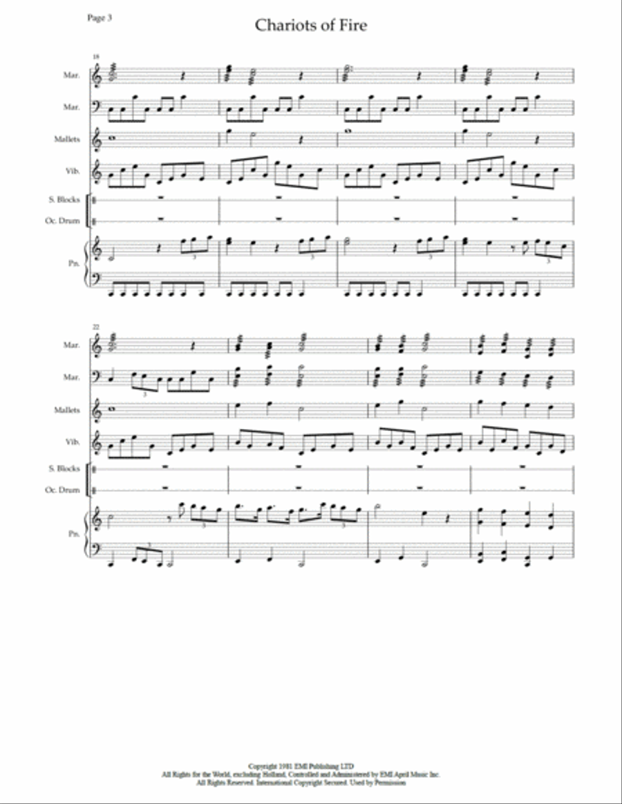 Chariots Of Fire from the Feature Film CHARIOTS OF FIRE Percussion Ensemble scores gallery preview page 5