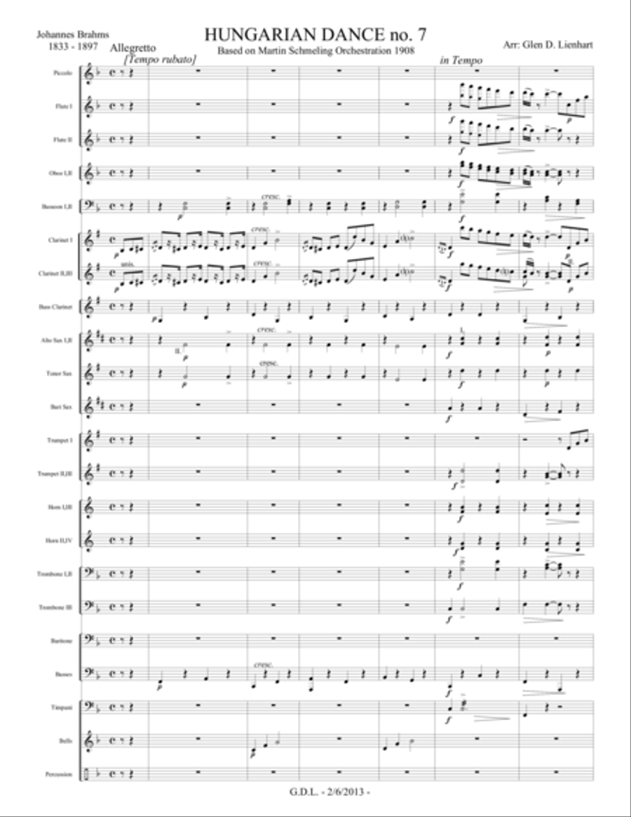 Hungarian Dance no. 7 - Extra Score (Band) Concert Band scores gallery preview page 1
