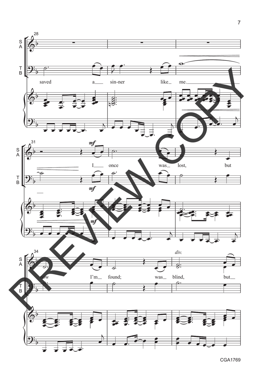 Amazing Grace with Praise, Praise, Praise the Lord Choir scores gallery preview page 7