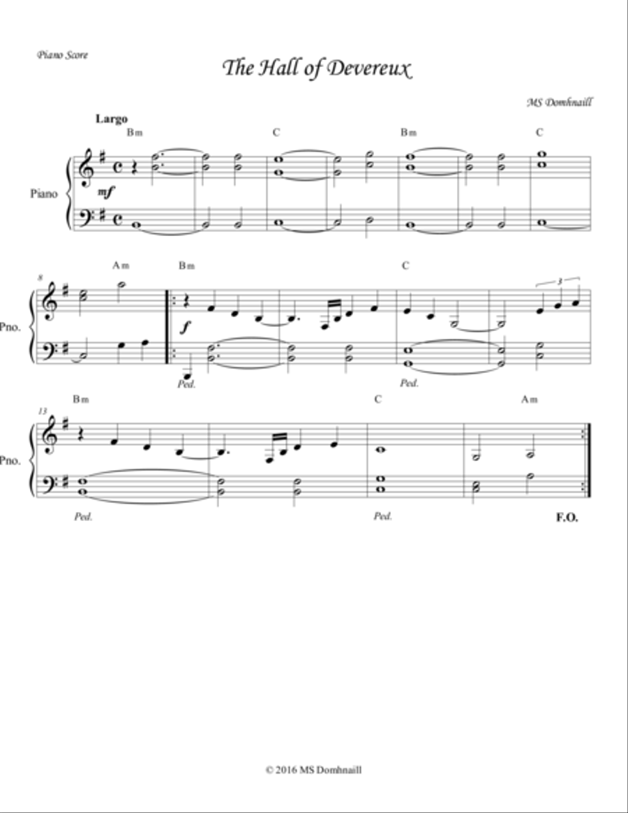 The Hall of Devereux -Solo Piano Version Easy Piano scores gallery preview page 1