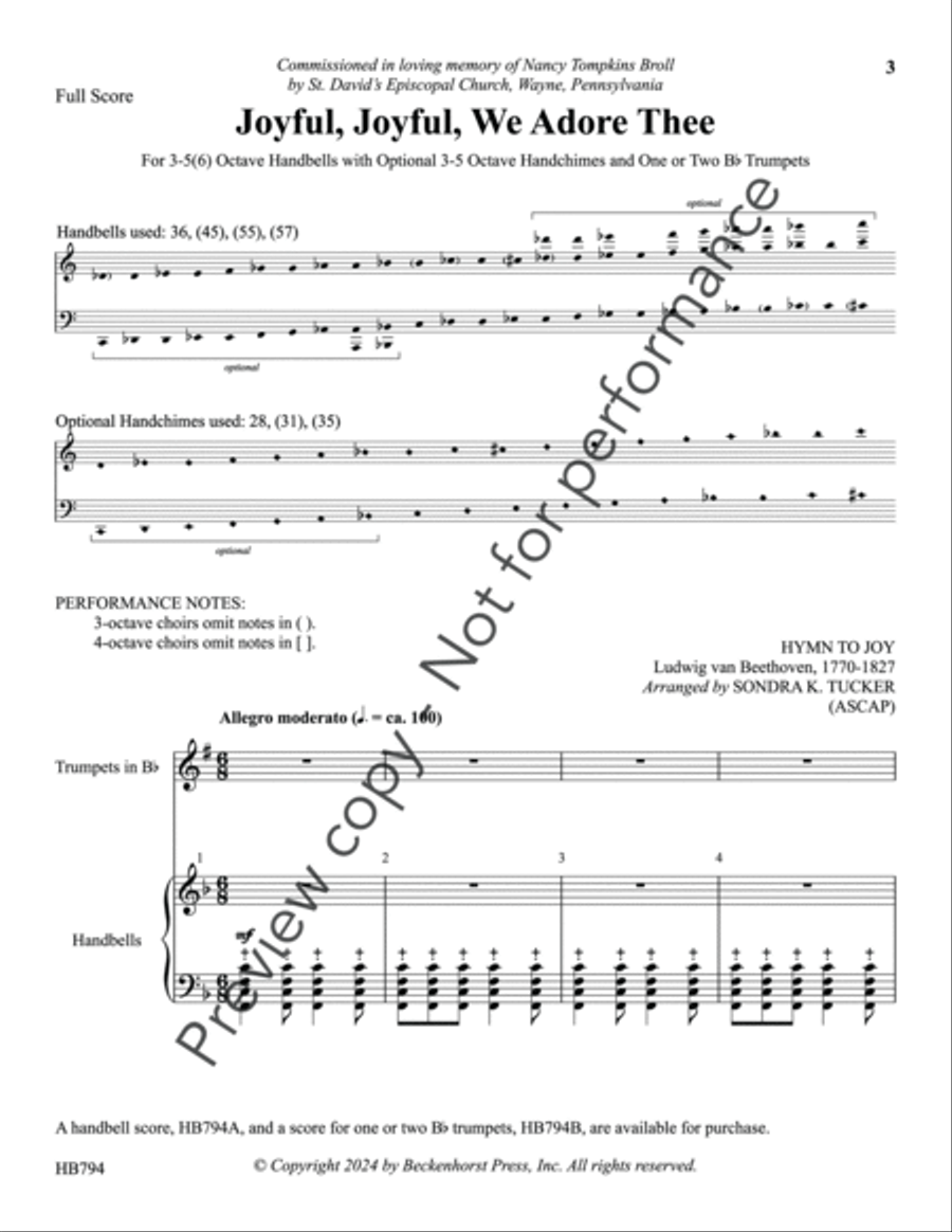 Joyful, Joyful, We Adore Thee - full score image number null