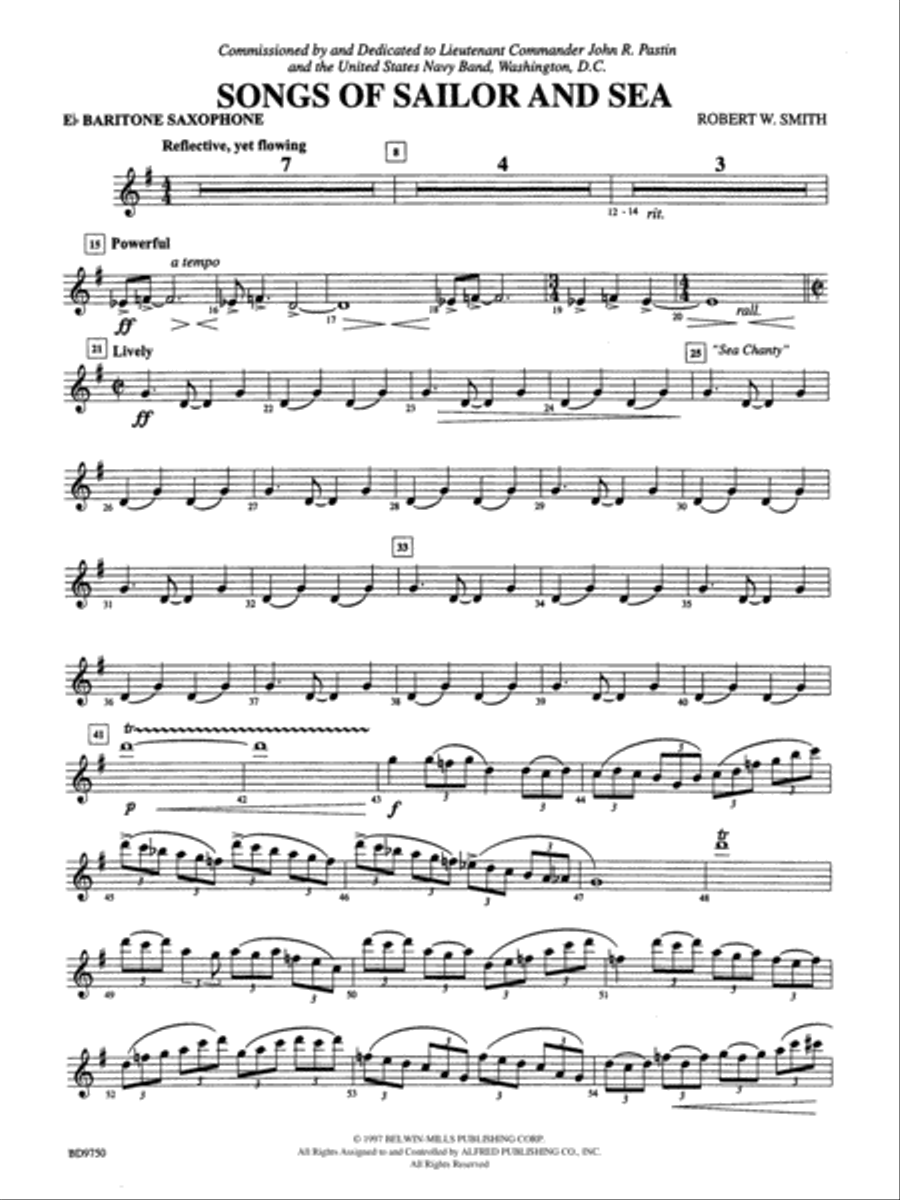 Songs of Sailor and Sea: E-flat Baritone Saxophone Concert Band scores gallery preview page 1
