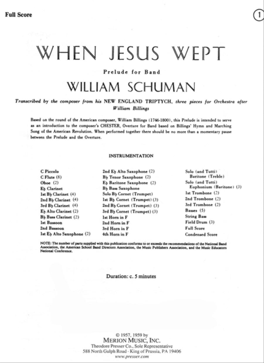 When Jesus Wept When Jesus Wept Concert Band scores gallery preview page 1