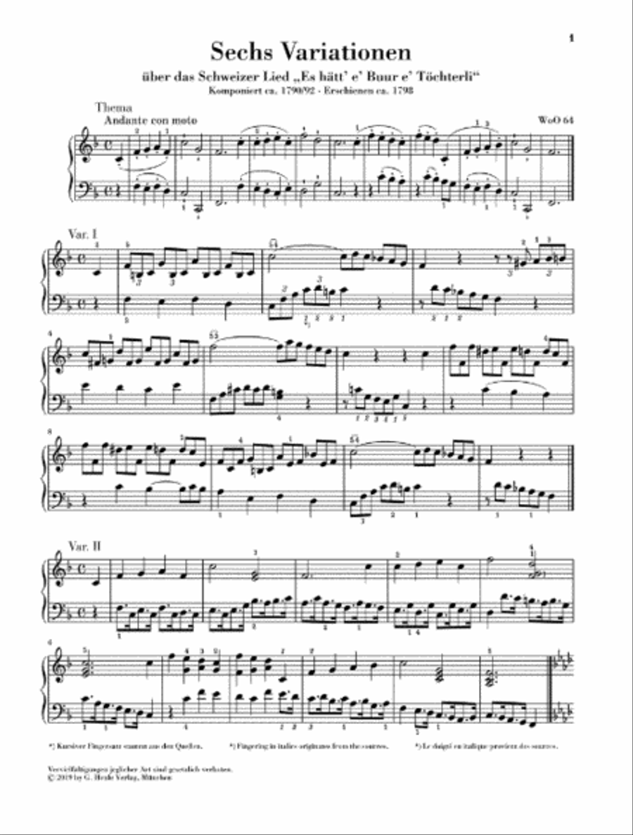 3 Variation Sets: WoO 70, 64, 77 Piano Solo scores gallery preview page 3
