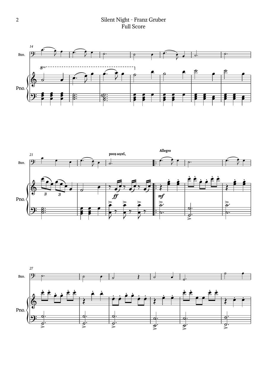 Silent Night for Bassoon and Piano Chamber Music scores gallery preview page 2