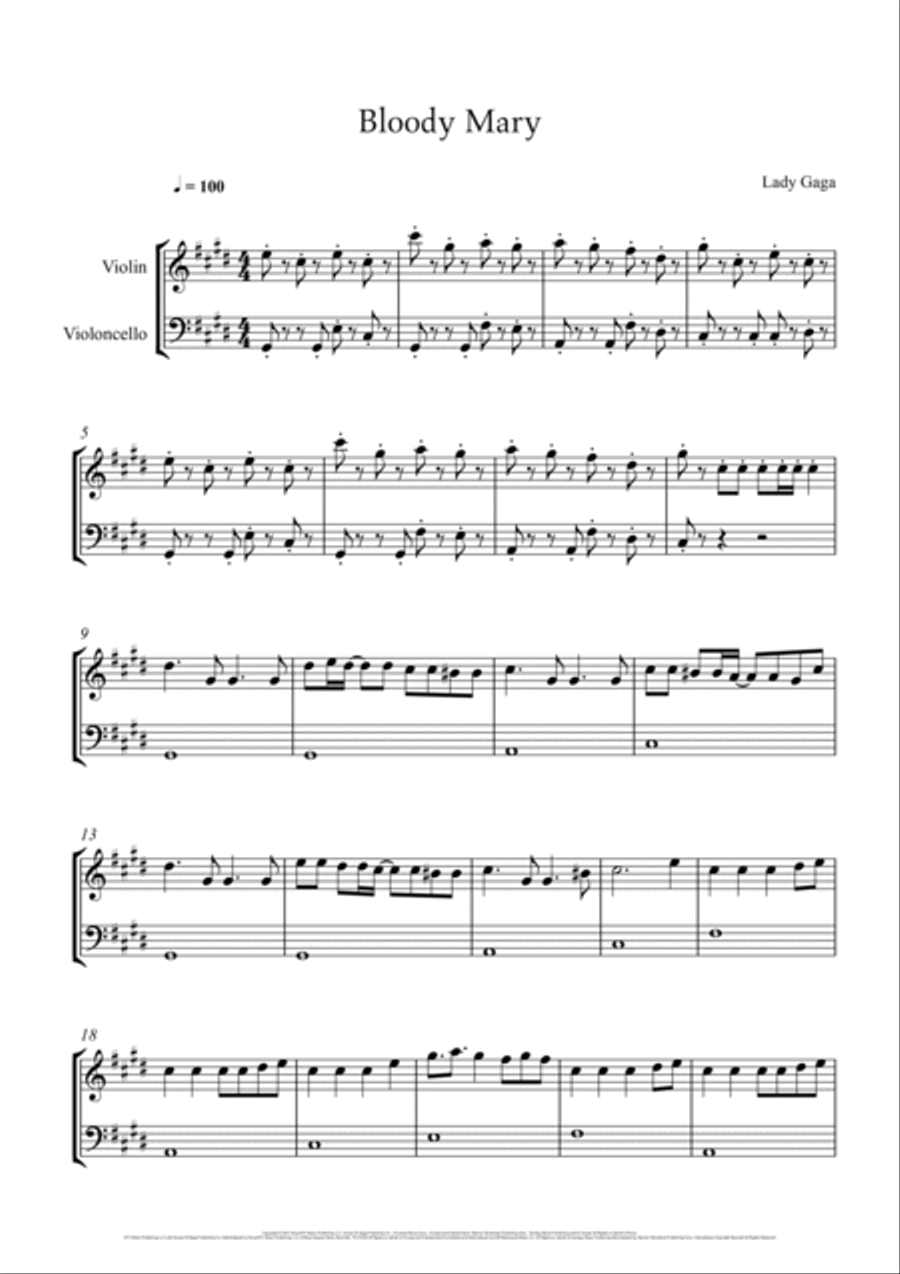Bloody Mary String Duet scores gallery preview page 2