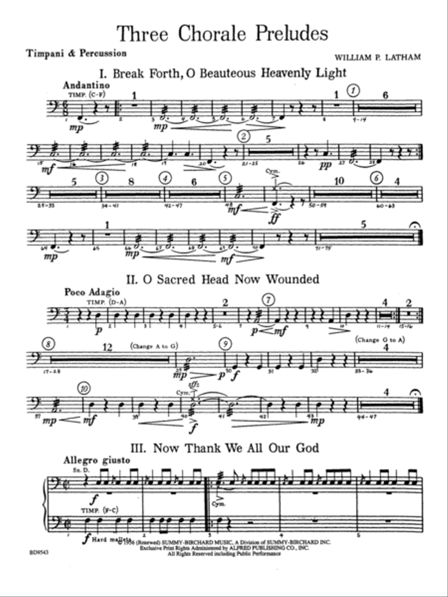 Three Chorale Preludes: Timpani Concert Band scores gallery preview page 1