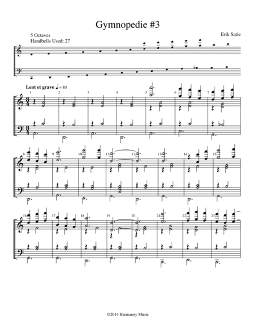 Gymnopedie #3 Gymnopedie #3 Handbell Choir scores gallery preview page 3