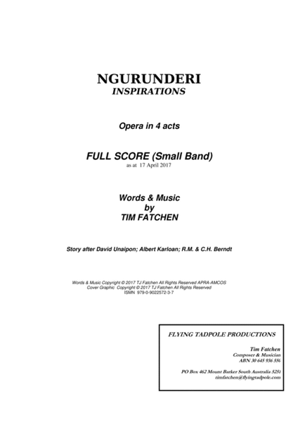 Ngurunderi Inspirations (Opera--Full Score April 2017)