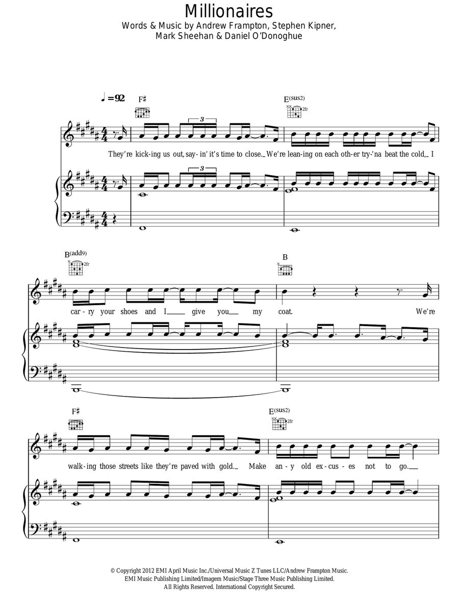Millionaires Millionaires Acoustic Guitar scores gallery preview page 1
