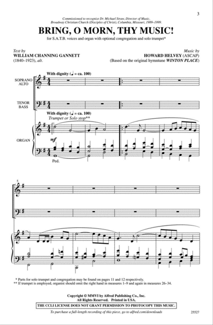 Bring, O Morn, Thy Music! 4-Part scores gallery preview page 3