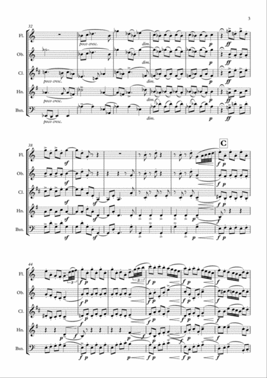 Parry: An English Suite IV. Caprice - wind quintet Woodwind Quintet scores gallery preview page 3