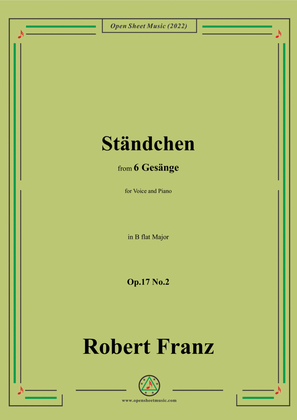 Book cover for Franz-Standchen,in B flat Major,Op.17 No.2,from 6 Gesange