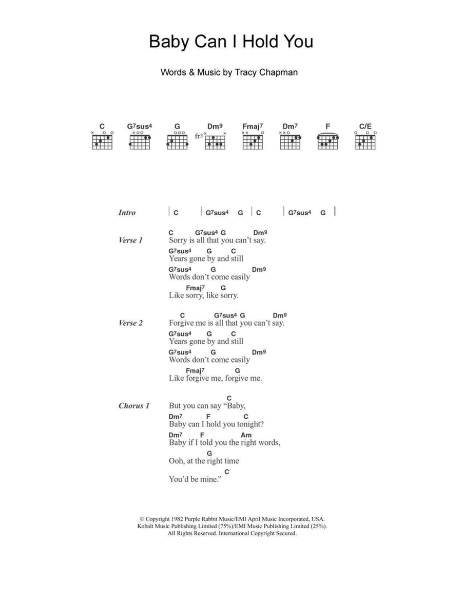 Baby Can I Hold You Acoustic Guitar scores gallery preview page 1