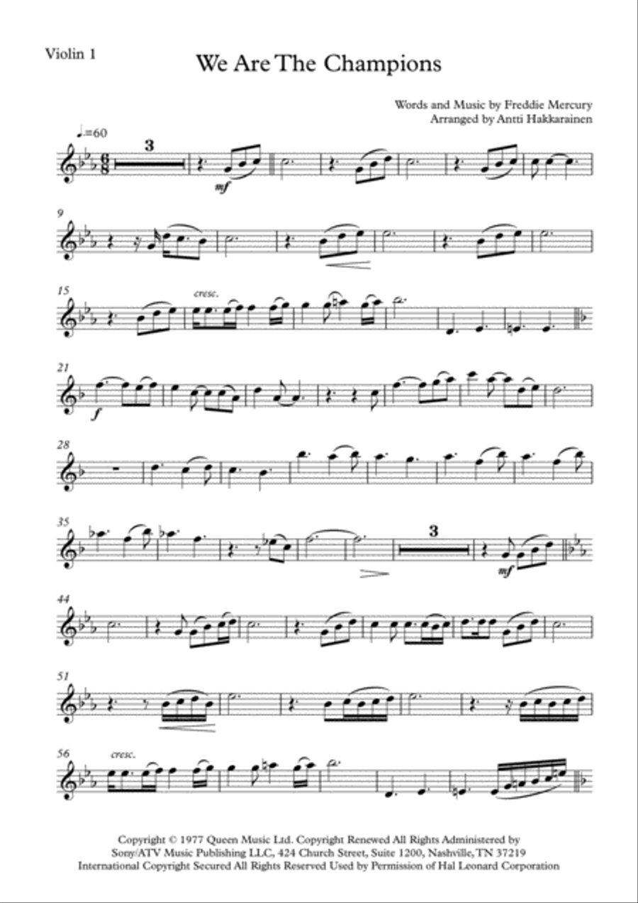 We Are The Champions We Are The Champions String Quartet scores gallery preview page 6