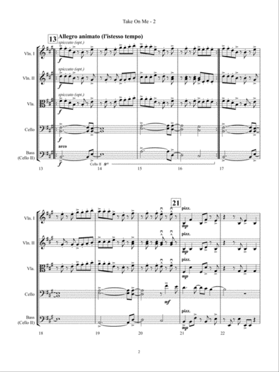Take On Me String Quartet scores gallery preview page 2