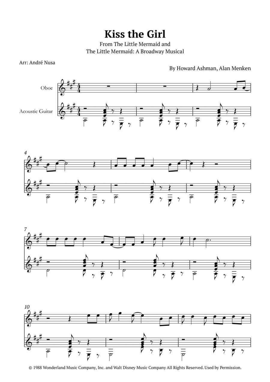 Kiss The Girl Oboe scores gallery preview page 1