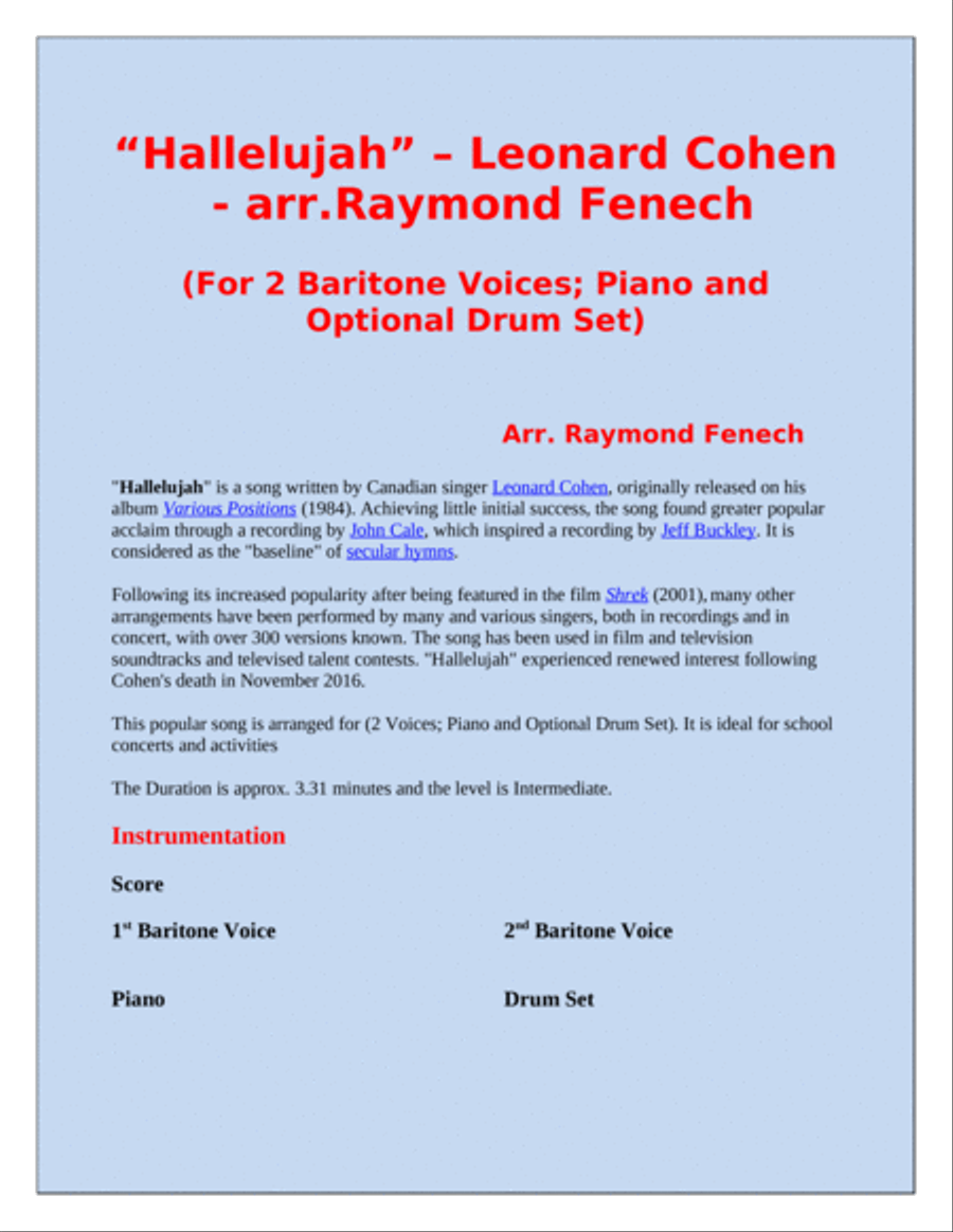 Hallelujah Piano scores gallery preview page 2