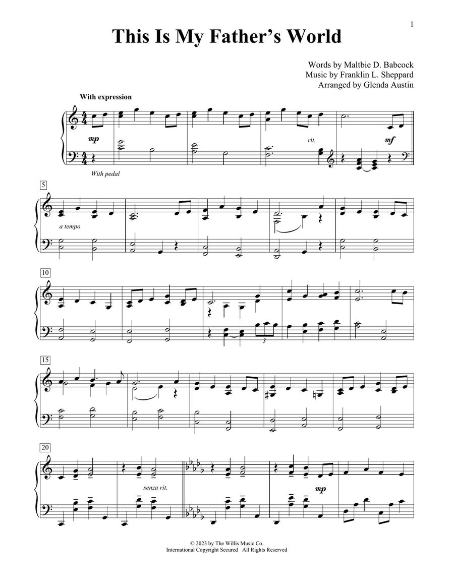 This Is My Father's World (arr. Glenda Austin) Piano Method scores gallery preview page 1