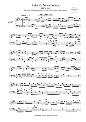 Handel - Piano Suite No.26 in A major HWV 454