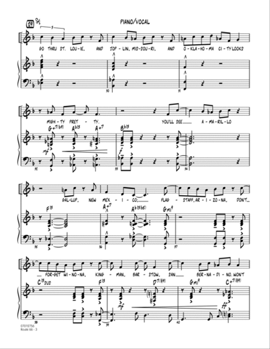 Route 66 (Key: F) - Piano/Vocal Voice scores gallery preview page 3