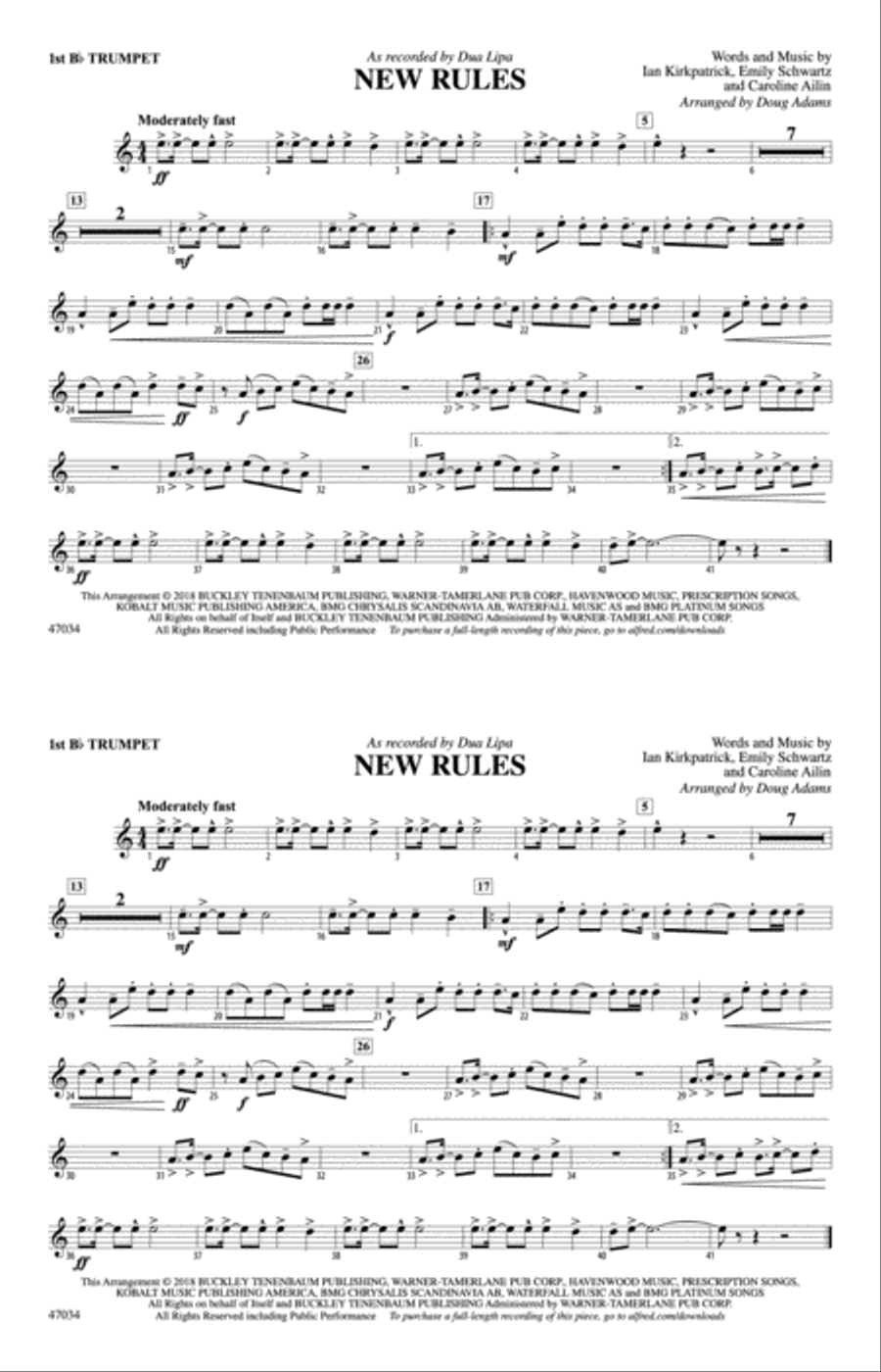 New Rules: 1st B-flat Trumpet Marching Band scores gallery preview page 1
