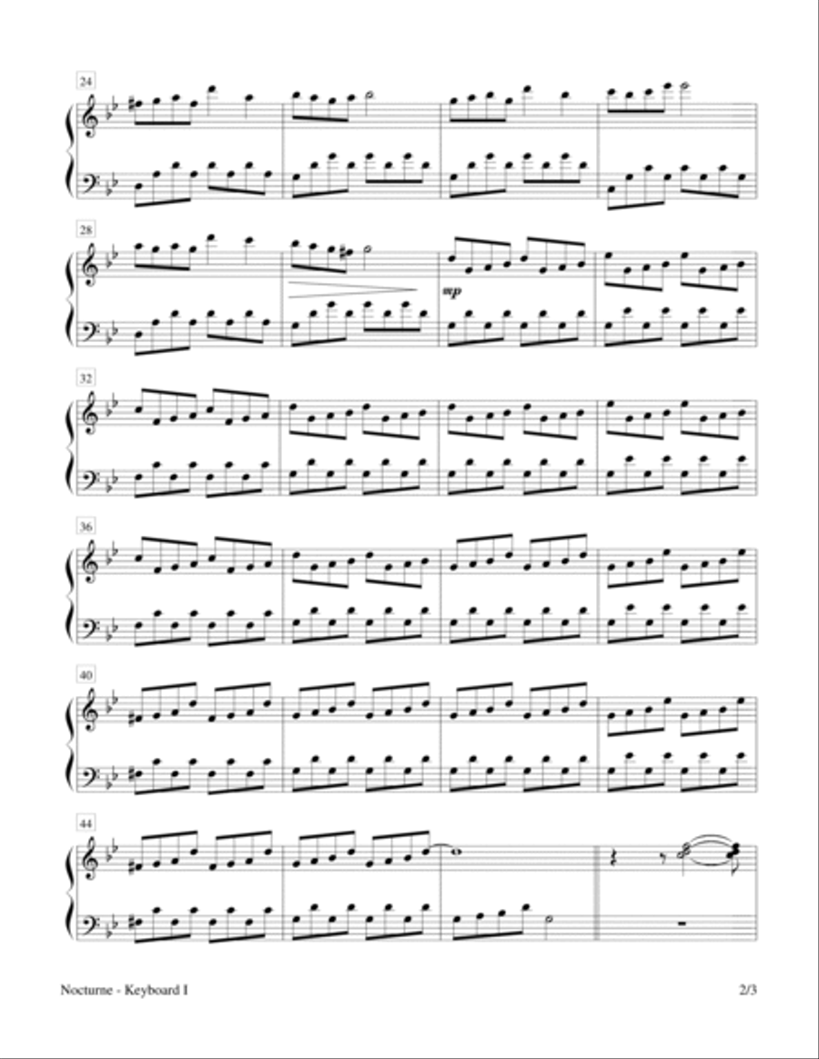Sounds of Creation - Nocturne (Keyboard Duet; 2 Pianos, 4 Hands) Piano Method scores gallery preview page 2